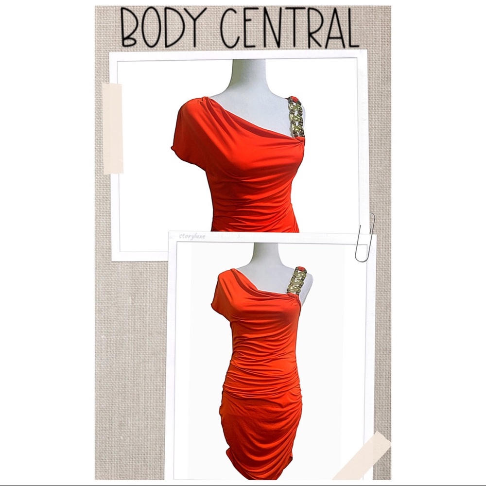 Flash Sale Body Central Dress Ruched Fitted Red Dress Mob Wives Style Size M